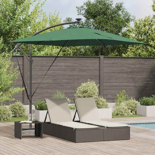 Parasol de Cantilever Tipo Plátano Verde 249 x 249 x 250 cm