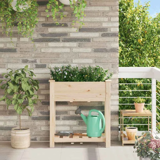 Macetero de Jardín Con Estante Beige 71 x 37 x 76,5 cm