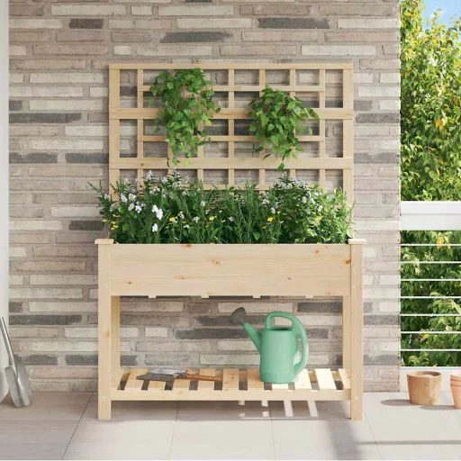 Macetero de Jardín Con Estante Beige 115 x 60,5 x 153 cm