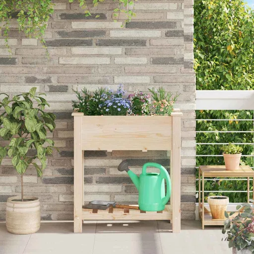 Macetero de Jardín Con Estante Beige 71 x 37 x 76,5 cm