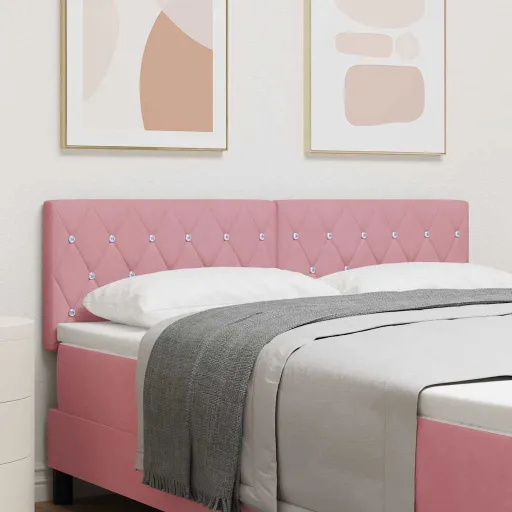 Cabecero de Terciopelo Argyle Manual Rosa 160 cm Terciopelo