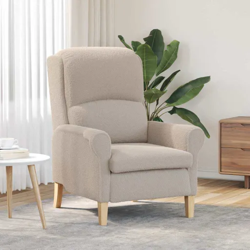 Sillón Gris Claro 76 x 94 x 102 cm Tela de Sherpa Suave