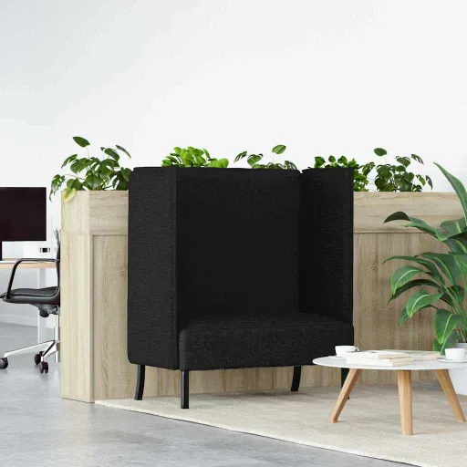 Sofa de Espalda Alta 101cm Negro Tela