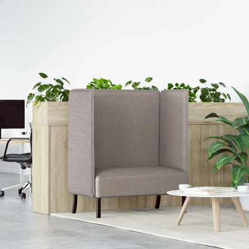 Sofa de Espalda Alta 101cm Taupé Tela