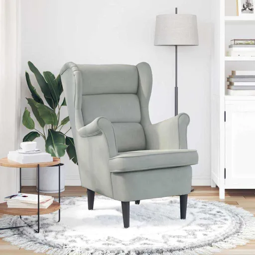 Sillón Gris Claro Terciopelo