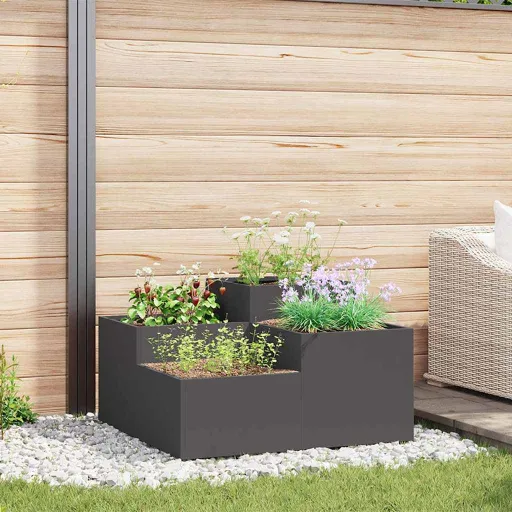 Maceta Para Jardín Negro 80 x 80 x 48 cm Acero