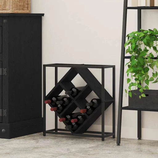Estante de Vino Roble Negro 51 x 18 x 52,5 cm