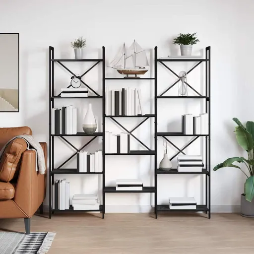 Estante de Libros Roble Negro 156 x 25 x 167 cm