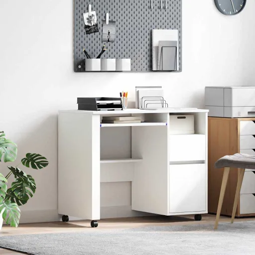 Escritorio Con Ruedas 91 x 50 x 77 cm Madera de Ingeniería