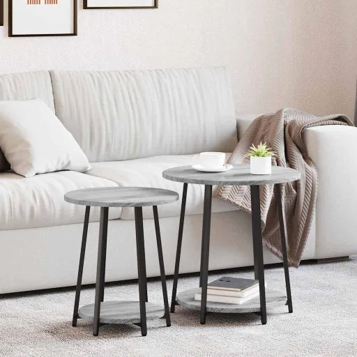 Conjunto de Mesas Auxiliares   Sonoma Gris y Negro (2 pcs)
