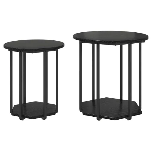 Conjunto de Mesas Auxiliares Con Estante   Roble Negro (2 pcs)