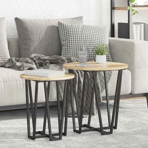 Conjunto de Mesas Auxiliares   Roble Sonoma y Negro (2 pcs)