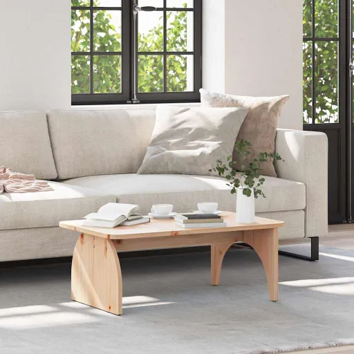 Mesa de Café Natural 80 x 50 x 31 cm Madera Maciza de Pino