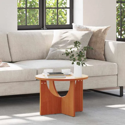 Mesa de Café Marrón Cera 50 x 50 x 35 cm Madera Maciza de Pino
