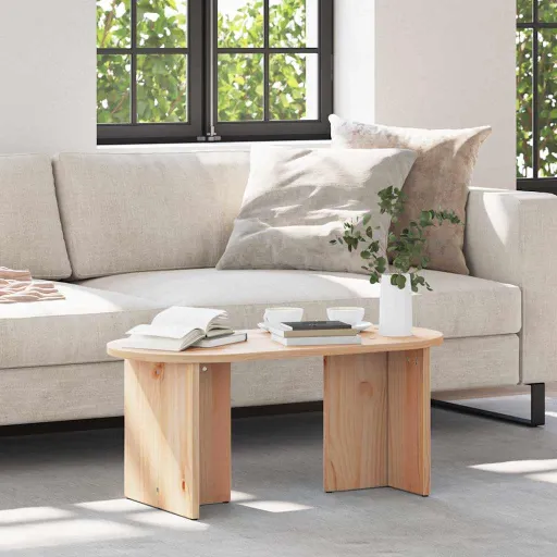 Mesa de Café Natural 80 x 39,5 x 35 cm Madera Maciza de Pino