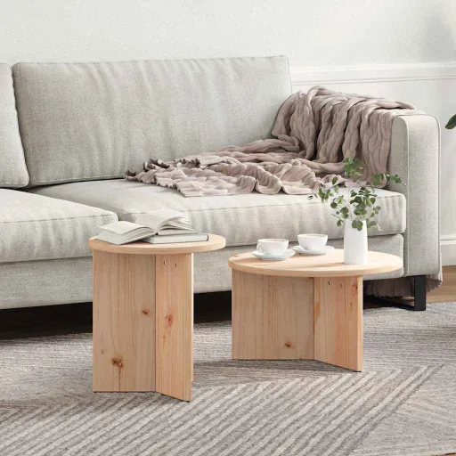 Mesa de Café   Natural Madera Maciza de Pino (2 pcs)