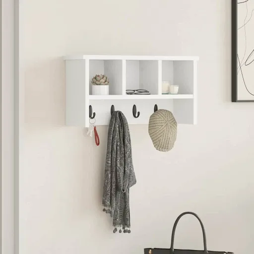 Perchero de Pared Blanco 50 x 16 x 26 cm Madera Contrachapada