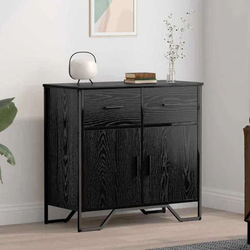 Aparador Con Cajón Roble Negro 79,5 x 35,5 x 74,5 cm