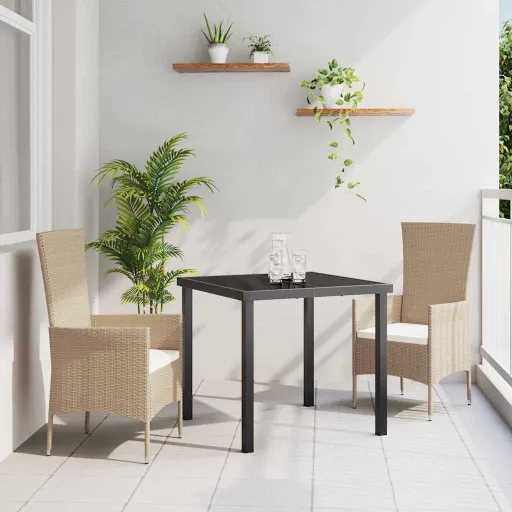 Conjunto de Comedor de Jardín   Beige Ratán Sintético (3 pcs)