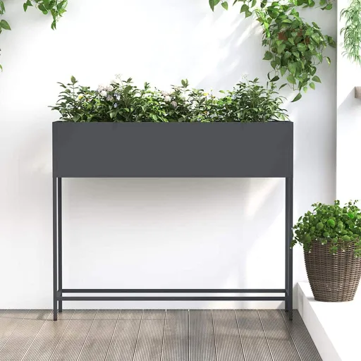 Jardinera Elevada Antracita 100 x 26 x 82 cm Acero
