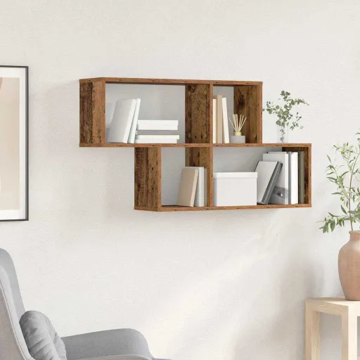 Estante de Pared Con Estante Marrón Madera de Ingeniería