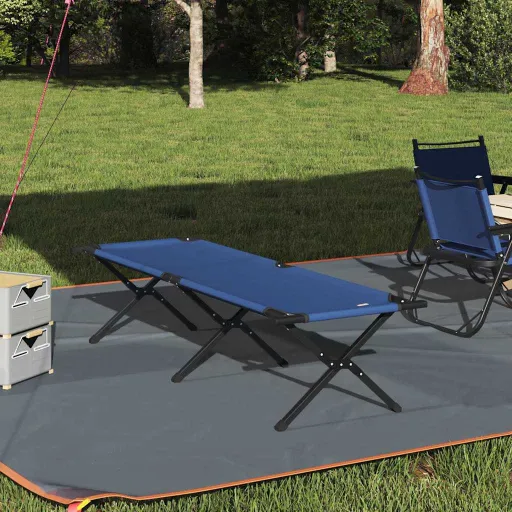 Cama de Camping Plegable Azul 193 x 69 x 45 cm Tela Oxford
