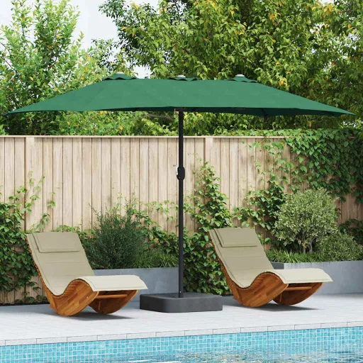 Sombrilla de Jardín Verde 385 x 209 x 244 cm Poliéster y Acero