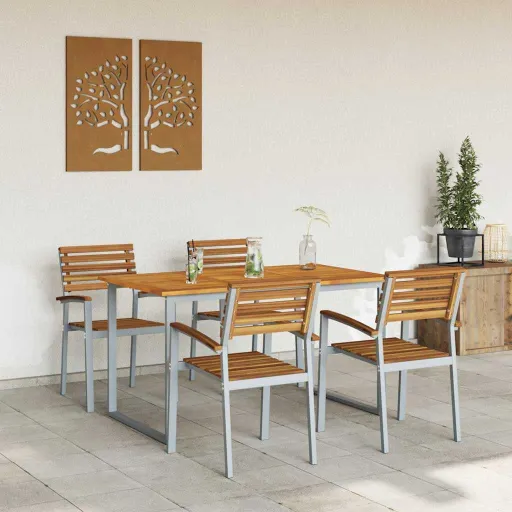 Conjunto de Comedor de Jardín   Gris (5 pcs)