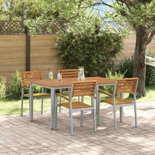 Conjunto de Comedor de Jardín   Gris (5 pcs)
