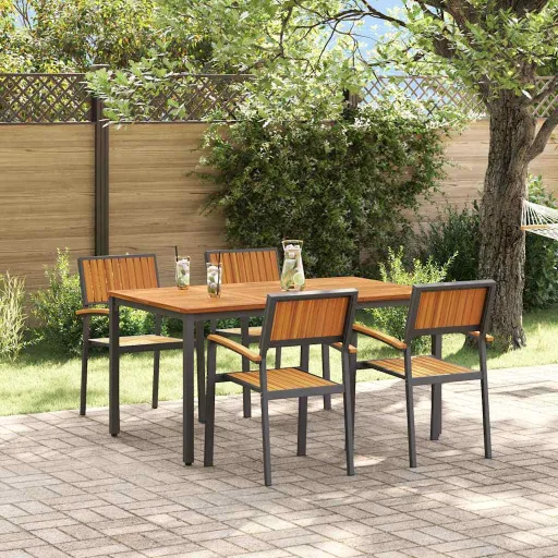 Conjunto de Comedor de Jardín   Negro (5 pcs)