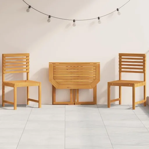 Juego Bistro de Jardín   Marrón Madera de Acacia Sólida (3 pcs)