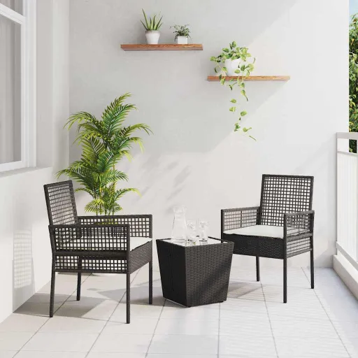 Juego Bistro de Jardín   Negro Ratán Sintético (3 pcs)