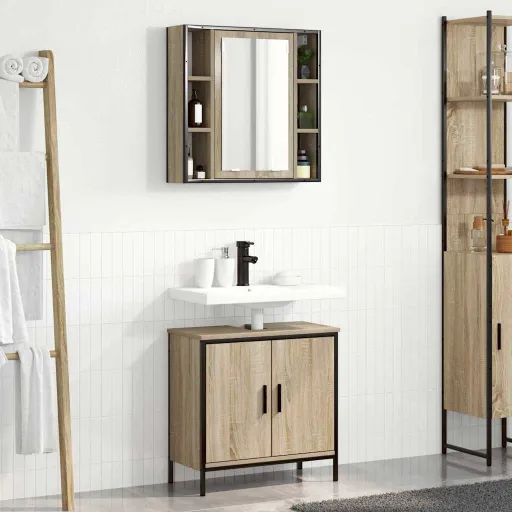 Juego de Muebles de Baño   Marrón Madera Contrachapada (2 pcs)