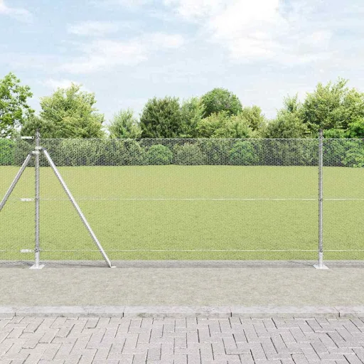 Poste de Valla Plateado 10 x 0,8 m (Malla de 13 mm) Acero