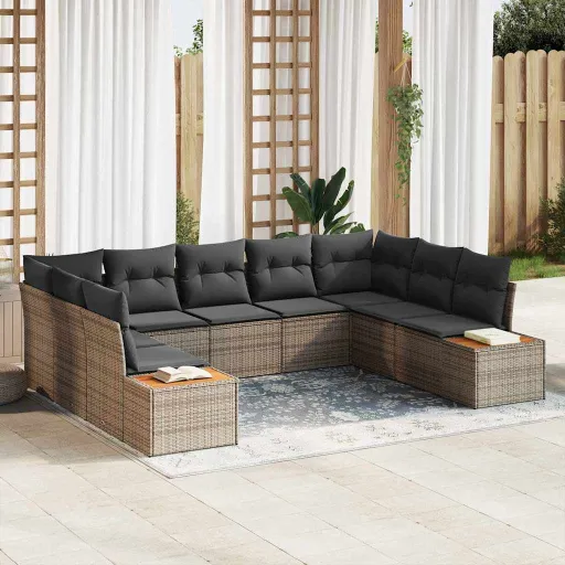 Conjunto de Sofás de Jardín   Gris Ratán Sintético (5 pcs)