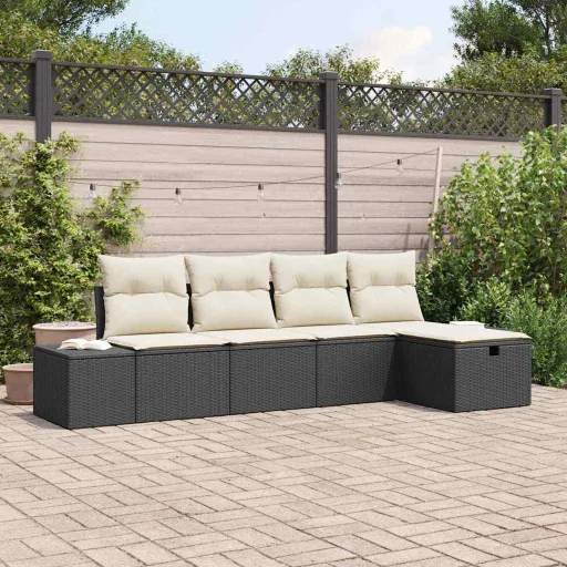 Conjunto de Sofás de Jardín Con Cojín   Ratán Sintético (5 pcs)