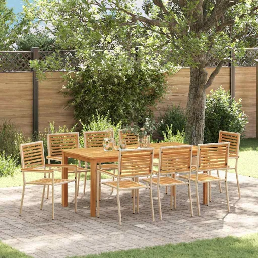Conjunto de Comedor de Jardín   Beige (9 pcs)