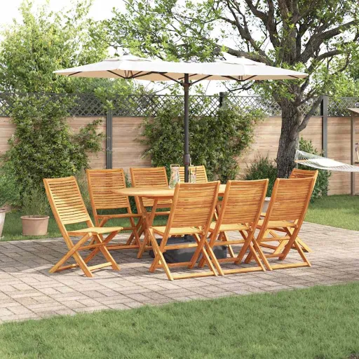 Conjunto de Comedor de Jardín   Marrón (9 pcs)