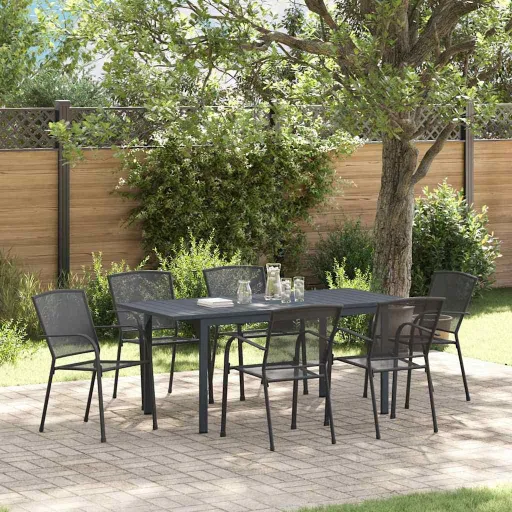 Conjunto de Comedor de Jardín   Antracita (7 pcs)