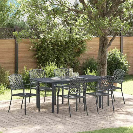 Conjunto de Comedor de Jardín   Antracita (7 pcs)