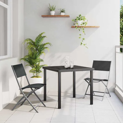 Conjunto de Comedor de Jardín   Negro (3 pcs)