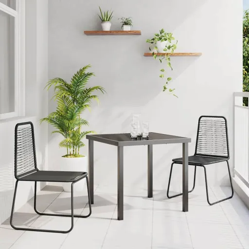 Conjunto de Comedor de Jardín   Negro (3 pcs)