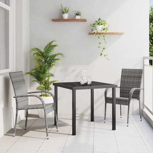Conjunto de Comedor de Jardín   Gris (3 pcs)