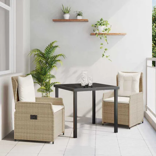 Conjunto de Comedor de Jardín   Beige y Gris Claro (3 pcs)