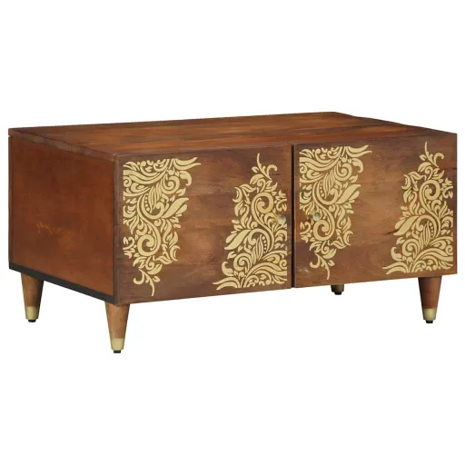 Mesa de Café Marrón Miel 80 x 50 x 40 cm Madera de Mango Maciza