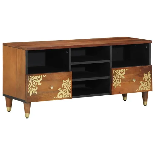Mueble de TV Con Cajón Con Estante Marrón Miel 100 x 33 x 46 cm