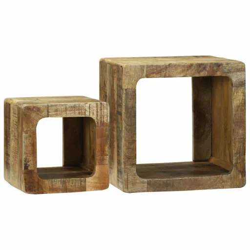Unidades de TV Con Estante   Marrón Madera de Mango Maciza (2 pcs)