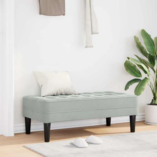 Banco Con Cojín Gris Claro 113 x 57 x 39 cm Terciopelo