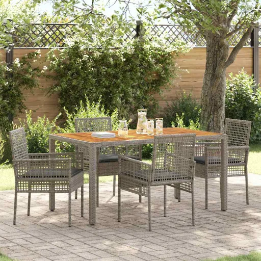 Conjunto de Comedor de Jardín   Gris Poliratán (5 pcs)