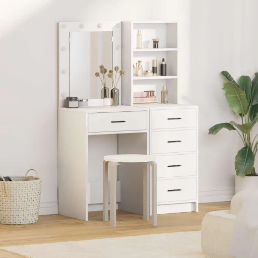 Mesa de Tocador Con Cajón   Blanco 50 x 41 x 135 cm (2 pcs)